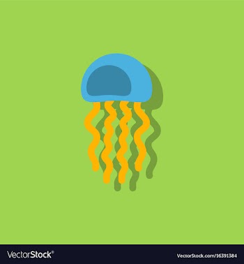 Jellyfish in sticker style vector image
