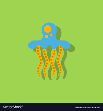 Jellyfish in sticker style vector image