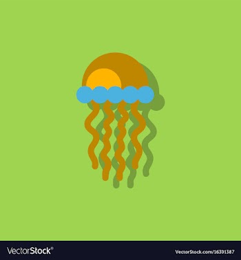 Jellyfish in sticker style vector image