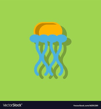 Jellyfish in sticker style vector image