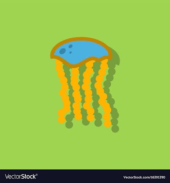 Jellyfish in sticker style vector image