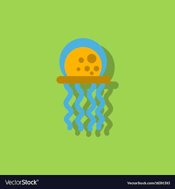 Jellyfish in sticker style vector image