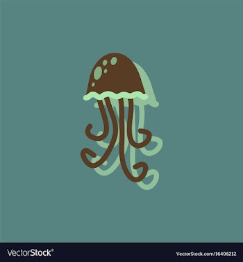 Jellyfish in sticker style vector image