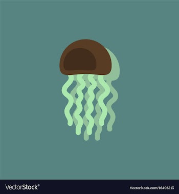 Jellyfish in sticker style vector image