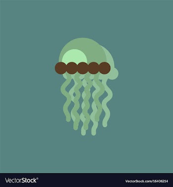 Jellyfish in sticker style vector image