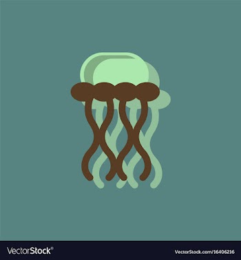 Jellyfish in sticker style vector image