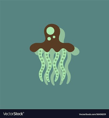Jellyfish in sticker style vector image