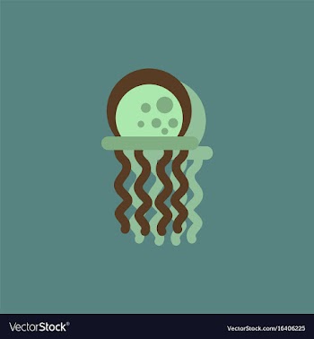 Jellyfish in sticker style vector image