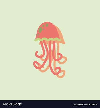 Jellyfish in sticker style vector image