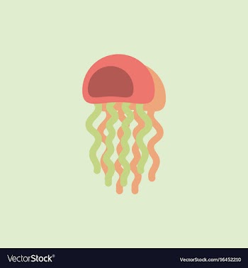 Jellyfish in sticker style vector image