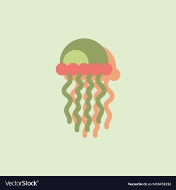 Jellyfish in sticker style vector image
