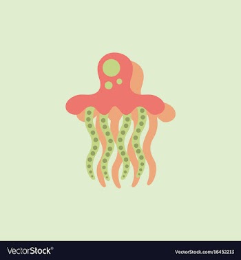 Jellyfish in sticker style vector image