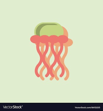 Jellyfish in sticker style vector image