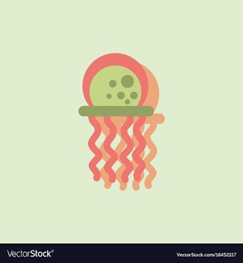 Jellyfish in sticker style vector image
