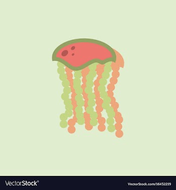 Jellyfish in sticker style vector image