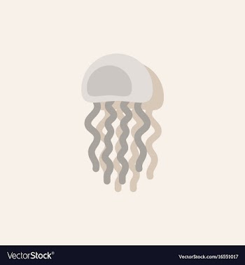Jellyfish in sticker style vector image