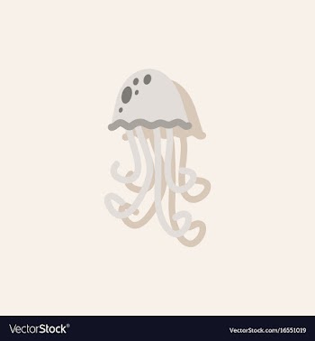 Jellyfish in sticker style vector image