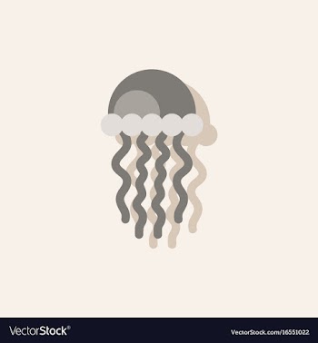 Jellyfish in sticker style vector image