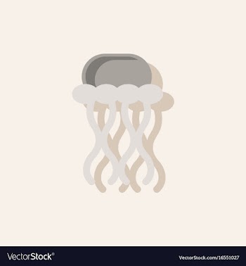 Jellyfish in sticker style vector image