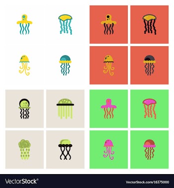 Jellyfish stock collection vector image