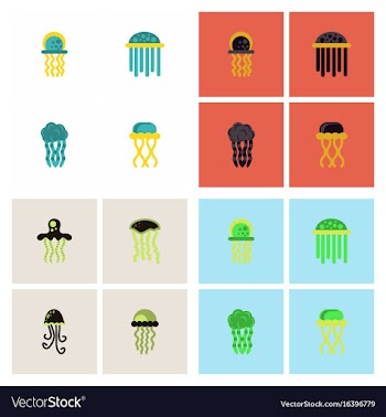 Jellyfish stock set vector image