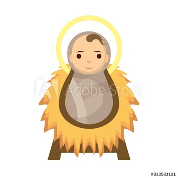 jesus baby in straw cradle manger character
