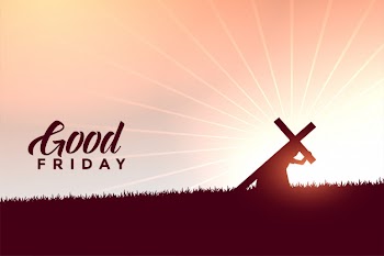 Jesus christ carrying cross good friday wishes background Free Vector