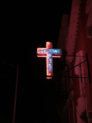 Jesus Saves Neon Signage