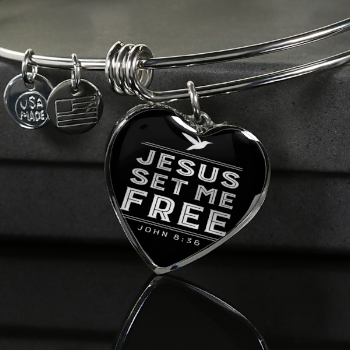 Jesus Set Me Free Heart Bangle Bracelet - Designs by Stella
