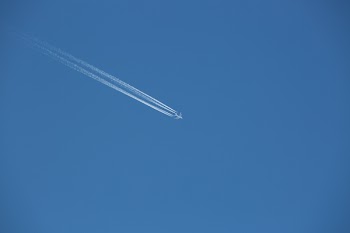 Jet On Mid Air With Smoke Trace