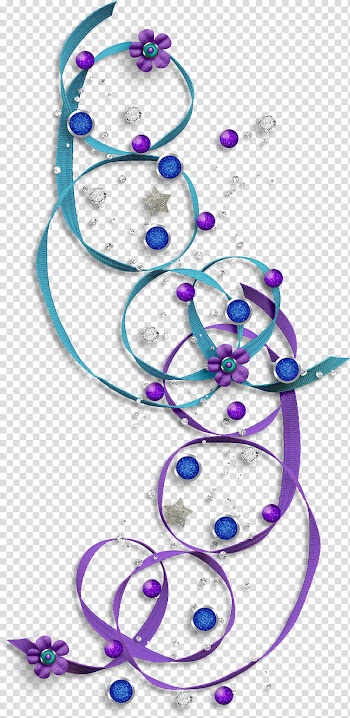 Jeweled Scatter, purple and blue ribbon lace transparent background PNG clipart