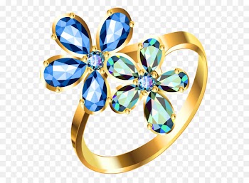 Jewellery Stock illustration Clip art - Silver Ring with Blue Floral Diamonds PNG Clipart 