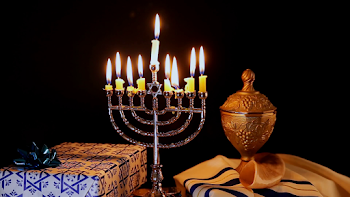 jewish holiday Hanukkah with menorah over wooden table Hanukkah ...