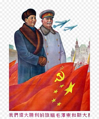 Jiang Qing China Soviet Union Poster Politician - The great leader Mao Zedong and Stalin 
