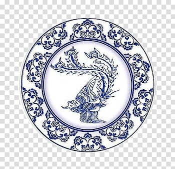 Jingdezhen Blue and white pottery Porcelain, phoenix pattern of blue and white porcelain bowl transparent background PNG clipart