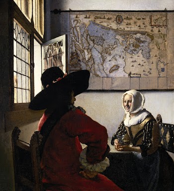 Johannes Vermeer&rsquo;s Officer and Laughing… | Free public domain illustration