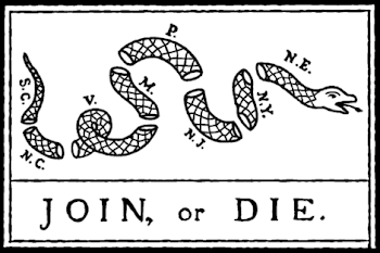Join or Die Flag (54"W) wallpaper - thinlinetextiles - Spoonflower