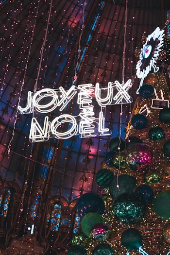 Joyeux Noel Neon Signage Hanging Beside Christmas Tree