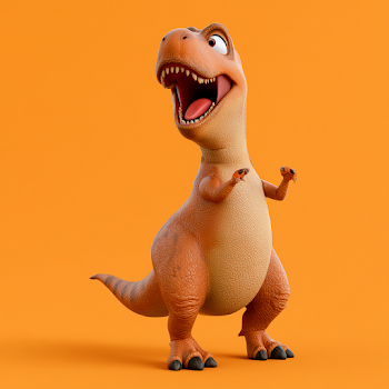 Joyful 3D Cartoon Tyrannosaurus Rex