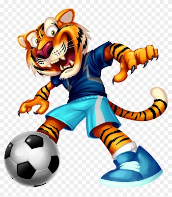 Joyful Animated Tiger Playing Soccer T Shirt, D 3975 - Tiger Playing Ball Cartoon