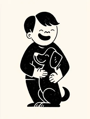 Joyful Boy with His Adorable Dog Joyful Boy with His Adorable Dog