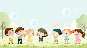 Joyful Children Blowing Soap Bubbles in the Park