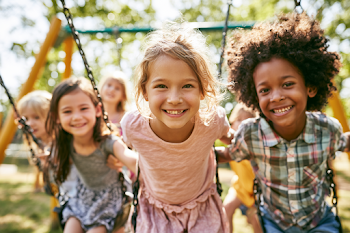 Joyful Children Playing Together in Sunny Park