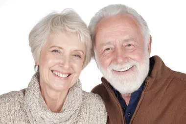 Joyful Elderly Couple Portrait on White Background Joyful Elderly Couple Portrait on White Background