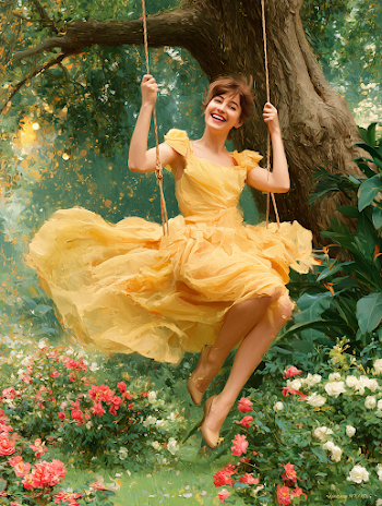 Joyful Elegance on a Modern Swing