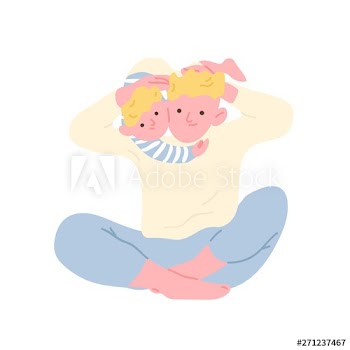 Joyful father and son hugging or cuddling isolated on white background