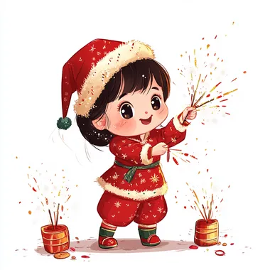 Joyful girl in Santa hat celebrating New Year's in a bright kindergarten Joyful girl in Santa hat celebrating New Year's in a bright kindergarten