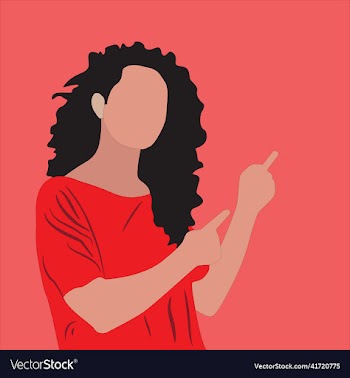 joyful girl pointing finger at copy space