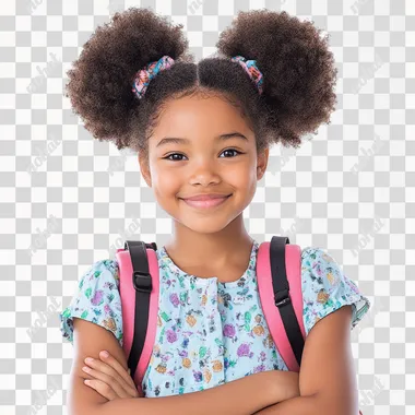 Joyful Journey: A Young Girl with Afro Puffs