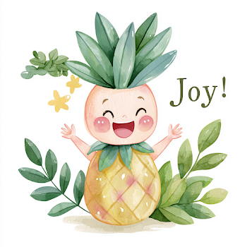 Joyful Kawaii Pineapple Character
